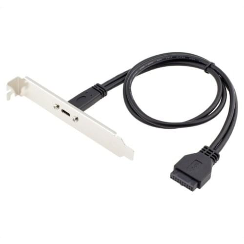 Single Port USB 3.1 Type C USB-C Female to USB 3.0 Motherboard 19pin Header Adapter with PCI Bracket Panel 50cm