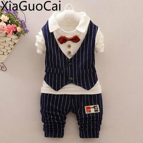 2019 Boys Autumn Suits 1-4 Years Old Boys Baby Children Sets Bow Tie Aged Cotton Shirts and Jackets