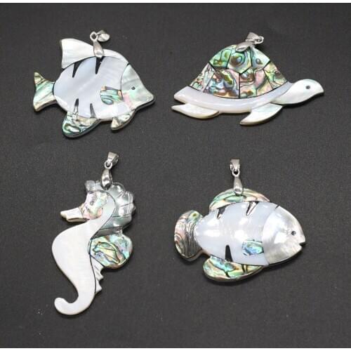 Natural Shell Pendant animal shape Mother of Pearl Splicing Abalone Shell charms For jewelry making DIY Necklace accessories