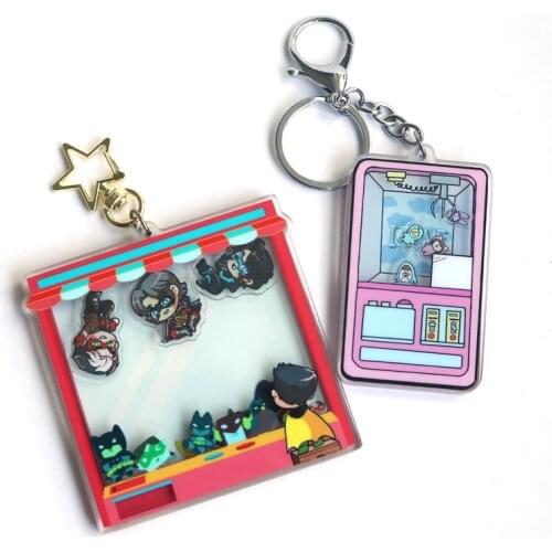 Custom Acrylic Shaker Keychain Cartoon Key Chain Personalized Photo Customized Anime Hologram Clear Acrylic Keychains Charms