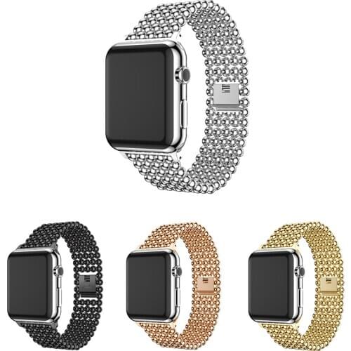 Fashion Beads Band For Apple Watch 38mm 40mm 42mm 44mm Stainless Steel For Apple iWatch Series 2 3 4 5 6 SE Bracelet Belt Strap