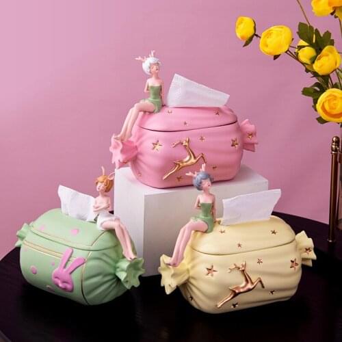 Nordic candy girl tissue box modern home living room storage coffee table creative cute drawer box decoration crafts ornaments