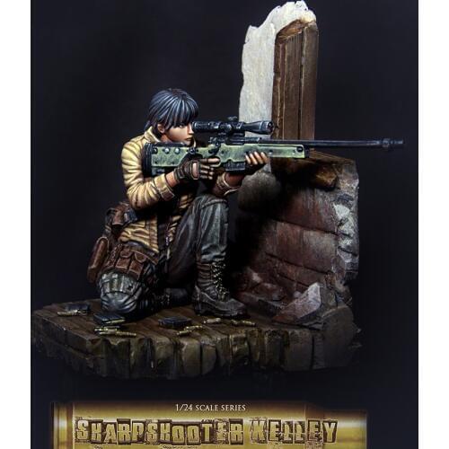 Resin Kits 1/ 24 75 mm modern sniper rifle woman sniper 75 mm Resin Model DIY TOYS new
