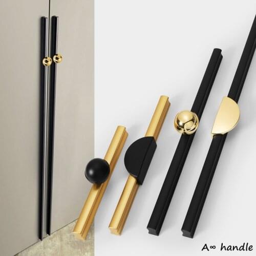 Modern Cabinet Handles Zinc Alloy Gold Black Cupboard Door Pulls Drawer Knobs Bedroom Door Handle Furniture Hardware Long Handle