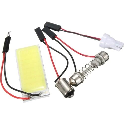 T10 501 W5W BA9S Festoon Dome Interior 36 LED COB Adapter Panel Light Bulb DC12V Pure White