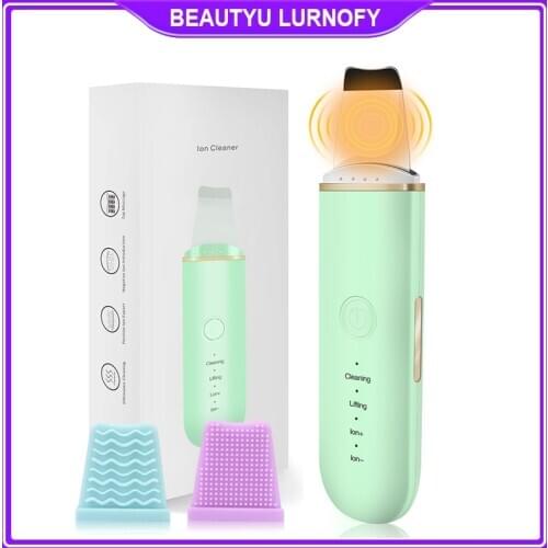 Ultrasonic Skin Scrubber Ion Deep Face Cleaner Blackhead Remover Face Shovel Skin Scraper Facial Spatula Ultrasound Peeling