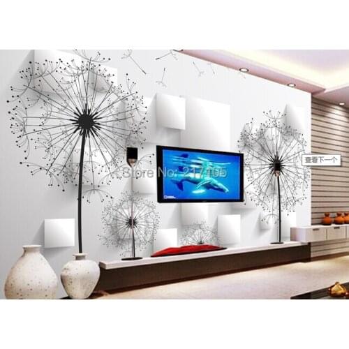 In 2015, the latest 3D three-dimensional large murals, dandelion Papel DE parede, living room TV setting wall contact paper