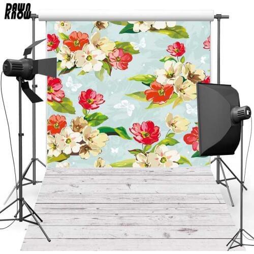 DAWNKNOW Flower Vinyl Photography Background For Newborn Floor New Fabric Polyester Backdrop For Wedding Photo Studio F1258