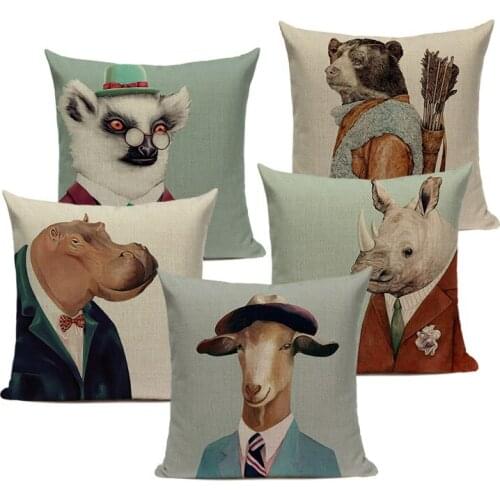 High Quality Throw Pillow Case Personalized Dog Deer Pillows Cushions Home Sofa Decor Linen Custom Cartoon Print Cushion Cover