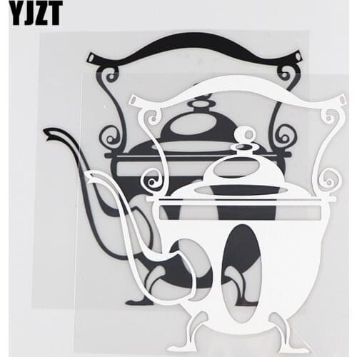 YJZT 14.4×15.1CM Personalized Art Kettle Funny Vinyl Decal Creative Car Sticker Black/Silver 4D-0043