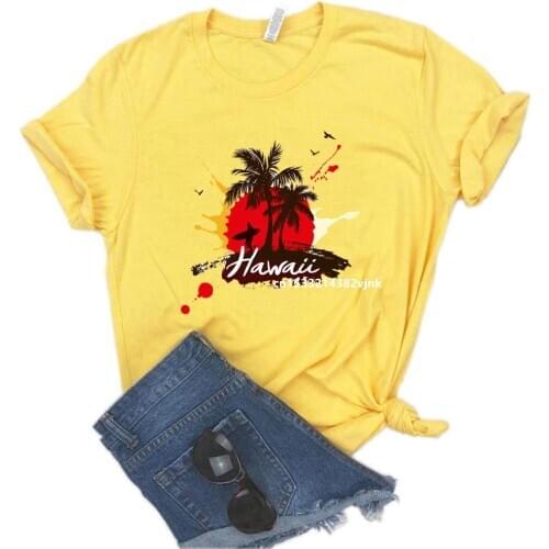 Women Hawaiian Coconut Forest Harajuk Print T-shirt Tops 2020 Summer Fashion Short Sleeved T-shirt Girl,Drop Ship
