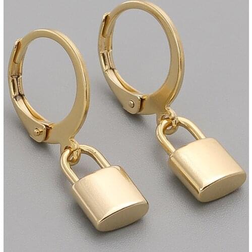 Stainless Steel Sinple Lock Women Dangle Earrings Gold Color 2021 Hot Fashion Dainty Drop Earrings For Women Jewelry Gift