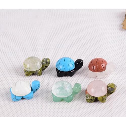 1 " Mini Tortoise Keychain Mixed Stone Pendant Turtle Healing Reiki Charm Jewelry Accessories Favor Gift Natural Rock And Quartz