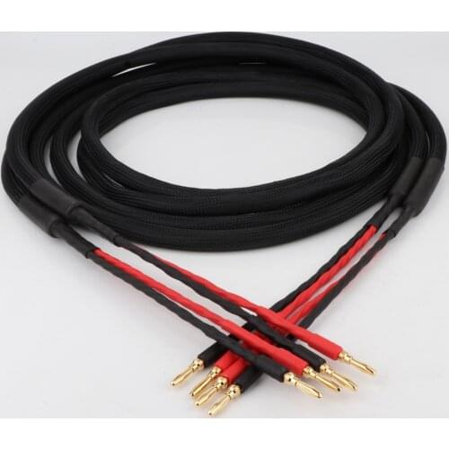1Pair 6N OFC 8Cores Speaker cable With Gold plated Banana plug