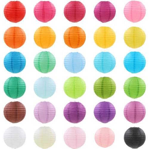 1pcs 4-16inch Chinese Japanese Paper Lantern Mixed Color Round Lanterns Hang Lampion Balls Wedding Party Decoraions Supplies