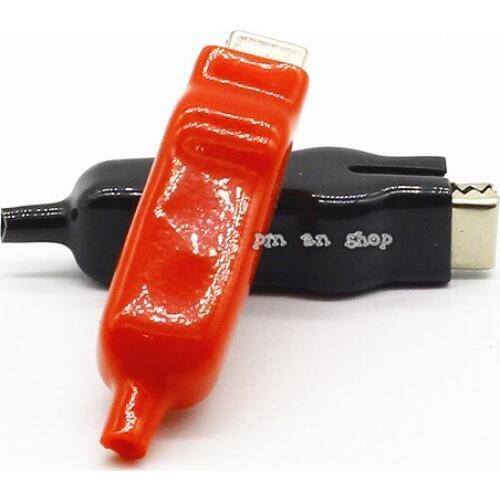 2PCS 20A Sheathed Alligator Clips Electrical DIY Test Leads Alligator Double-Ended Crocodile Clips For Charging Connecting