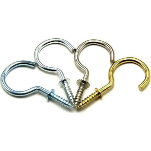 20Pcs/set Heavy Screw High Quality Cup Hook Picture Frame Lamp Light Cabinet RV Tool Brass Plated Cup Hooks Hanger High Quality