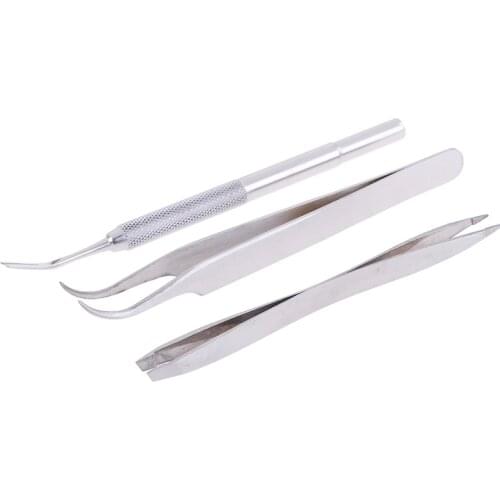 3Pcs/set High Quality Pet Cat Dog Tick Remover Tool Stainless steel Pet Fleas Lice Tweezers Clip Set