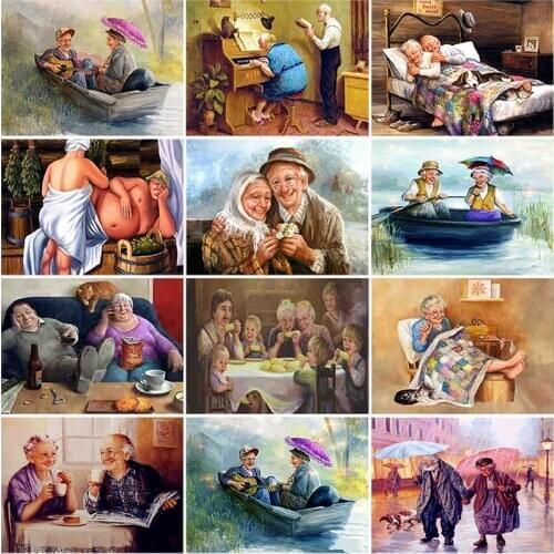 DIY 5D Diamond Painting Old Couple Full Round drill Mosaic Diamond Embroidery Rhinestone Cross Stitch Sweet Home Old Man Decor