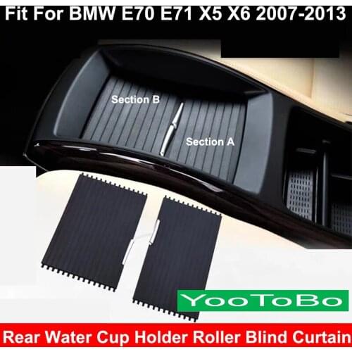Car Front Rear Row Interior Central Console Drink Water Cup Holder Cover Roller Blind Curtain Zipper For BMW E70 E71 X5 X6 Parts
