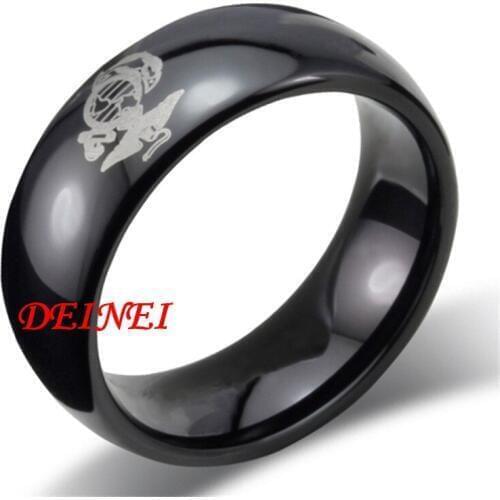 Free Shipping USA UK Canada Russia Brazil Hot Sales 8MM Black Pipe Military Army Marines LORD New Tungsten Carbide Wedding Ring