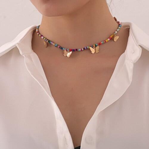 Charm Crystal Butterfly Pendant Necklace Luxury Rhinestone Small Fresh Shining Chain Choker Necklace For Women Jewellery