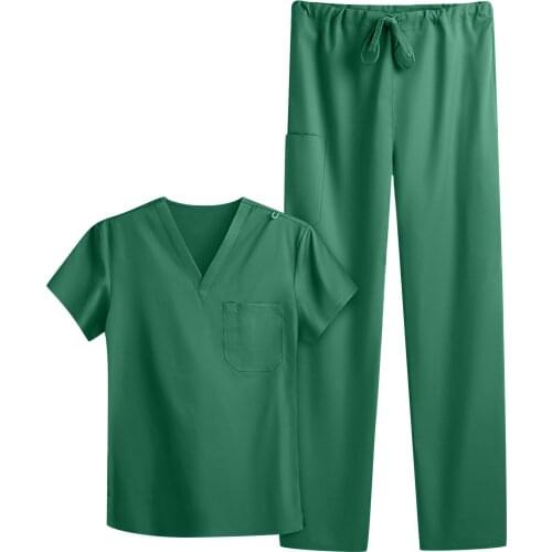 Hospital Health Care Nursing Scrubs Top For Women Short Sleeve V-Neck Work Uniform With Pocket Carer Suit Gorro Enfermera A50