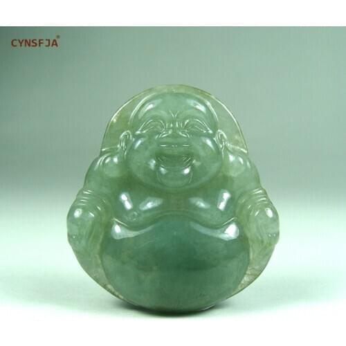 CYNSFJA Real Certified Natural A Grade Burmese Jadeite Amulets Buddha Jade Pendant Green Hand Carved High Quality Best Gifts