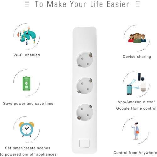 2Pcs Electrical Power Supply Wifi Smart Power Strip with Universal Automatic Charger Tabletop Smart Socket All In One EU Plug