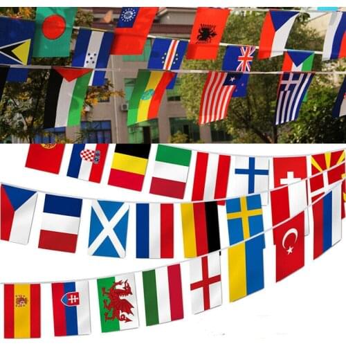2021 Euro Cup Football Event Bunting 24 Europe Countries Flags Europe Championships 7/9m National String Flags Banner Decoration