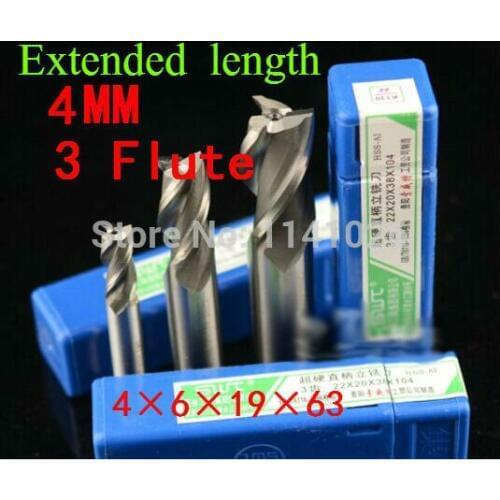 10 pcs/set 4mm three 3 Flute HSS & Extended Aluminium End Mill Cutter CNC Bit Milling Machinery tools Cutting tools.Lathe Tool