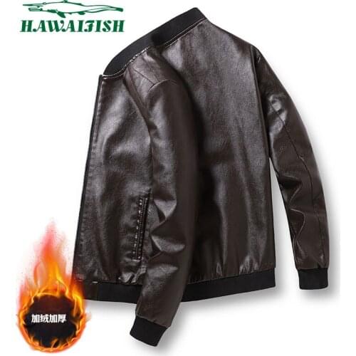 Hawaifish brand mens leather jacket hot sale Korean slim trend motorcycle PU jacket handsome autumn thin chaqueta cuero hombre