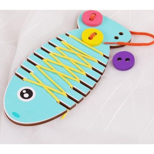Small Fish Beaded Stringing Game Early Childhood Education Kindergarten Wear Weaving Handmade Hand-eye Coordination Toys