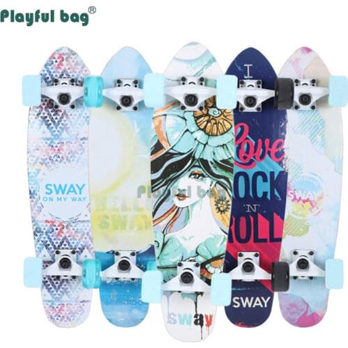Playful Bag 70CM Land surfing skateboard ABEC-7 bearings Maple Longboard Four wheels skateboard Small Fish board Sport toy AMA33