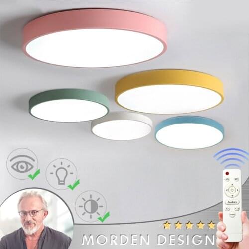Room Lamp After Balcony Iron Round Lamp Kitchen Color Deco Child Room Nordic Ceiling Lamp with Remote Control Led Light Fixture