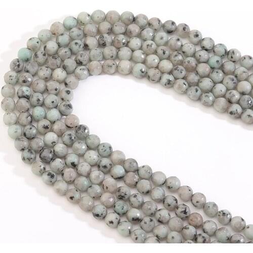 Natural Stone White Spot Round Loose Spacer Beads 15" Strand 8 10 MM Size For Jewelry Making Bracelets