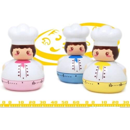 1Pc Cute Mini Chef Timer Kitchen Cooking Baking Time Reminder, 60 Minutes Kitchen Timers Time Manager Stopwatch Clock Time Timer