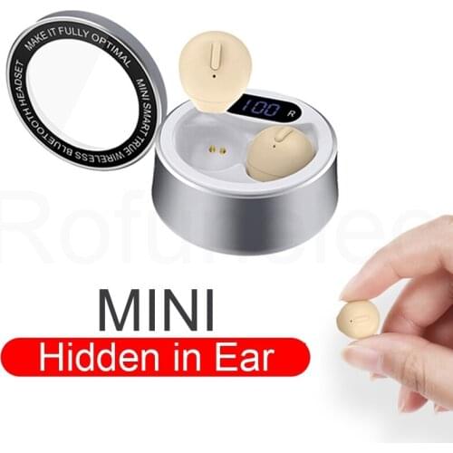 Mini Earphone Bluetooth-compatible Invisible Wireless Small Headphone Hidden Earbuds Micro Headset with Microphone For Small Ear