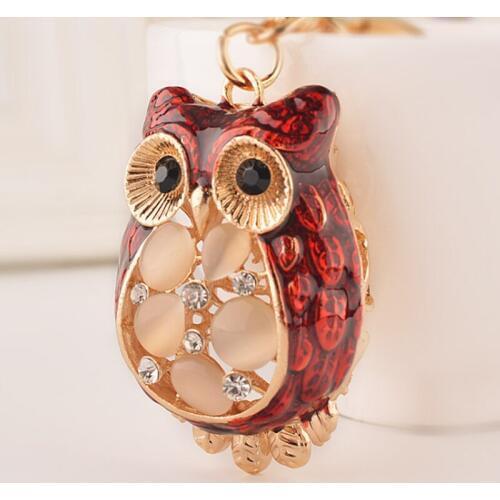 Fashion Owl Keychain Bag Pendant Key Holder Crystal Women Bag Animal Charm for Women Key Chain Buckle Key Ring CH3523