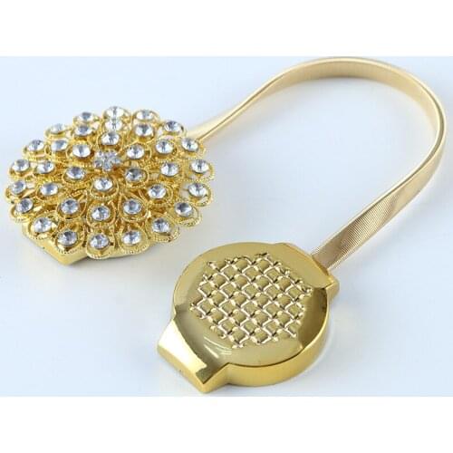 Fashion Eco-friendly Colorful Creative Crystal Tieback Diamond Magnet Curtain Clasp Ribbon Curtain Accessories Curtain Holder