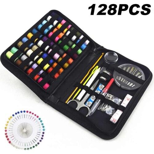 128pcs Sewing Kits DIY Multi-function Sewing Box Set Sewing Thread Stitches Knitting Needles Tools Embroidery Sewing Accessories