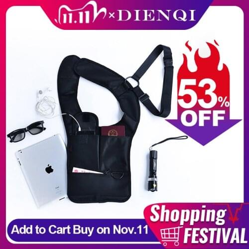 DIENQI Small Nylon Shoulder Bag Thin Male Tactical Sling Single Armpit Bags Fit 9.7" iPad Purse Holster Personal Pocket Men Bag