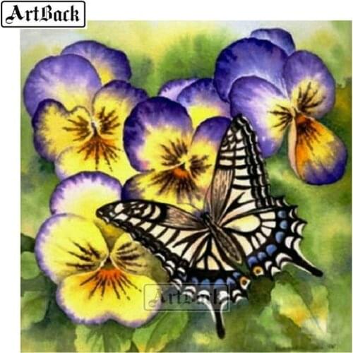 New 5D Diamond Painting Pansy Suite Full Square Drill Rhinestone 3d Diamond Mosaic Home Decor Flower FL35