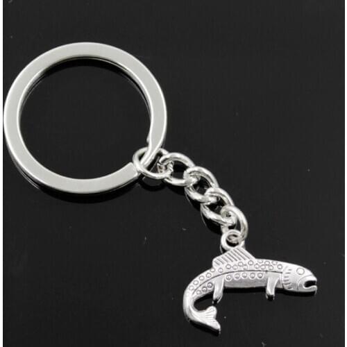 New Fashion Men 30mm Keychain DIY Metal Holder Chain Vintage Eel Fish 24x18mm Silver Color Pendant Gift
