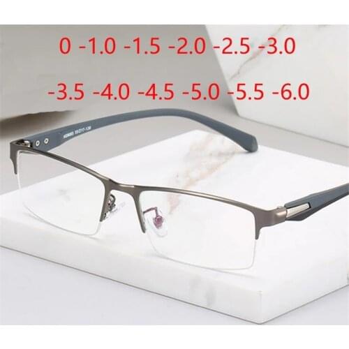 2021Retro Myopia Glasses Women Men Half Metal Frame Student Finished Short-sighted Eyewear -1 -1.5 -2 -2.5 -3 -3.5 -4 -5 -5.5 -6