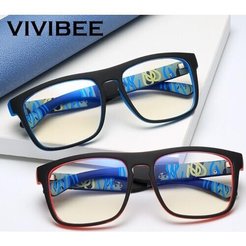 VIVIBEE Matte Black Anti Blue Light Gamming Glasses Frame Square Men 2021 Trend Blocking Ray Office Computer Unisex Eyeglasses