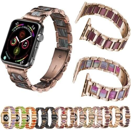 High Quality Resin Strap For Apple Watch Series 5 4 3 2 1 For iWatch Band 42mm 38mm 44mm 40mm Stainless Steel Bracelet Belt
