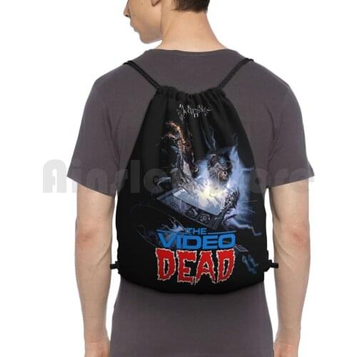 The Video Dead Backpack Drawstring Bag Riding Climbing Gym Bag The Video Dead 80S 80S Movies 80S Terror Vintage Movie Cinema