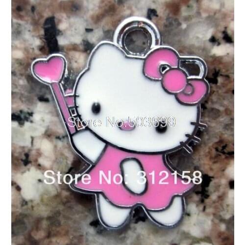 S56745488! Wholesale 100Pcs/Lots DIY Alloy Enamel lovely For peach heart angel magic wand Charms Metal Charms