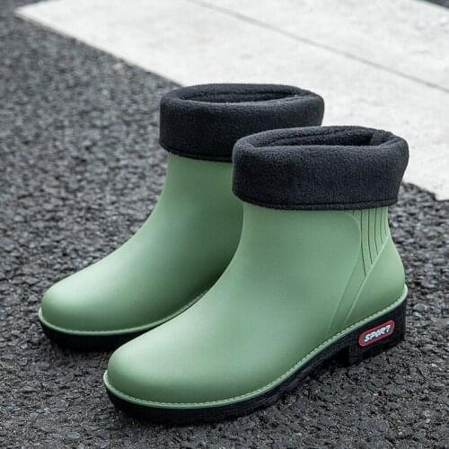 Rain Boots for Women Thicken Cover Waterproof Unisex Anti-Slip Rain Shoes Garden Kitchen Labor Shoes Car Washing Rubber Shoes